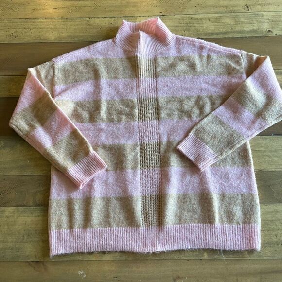 NWT Sanctuary Pink & Tan Upstate Oversized Mock Sweater - size XS - Picture 1 of 5